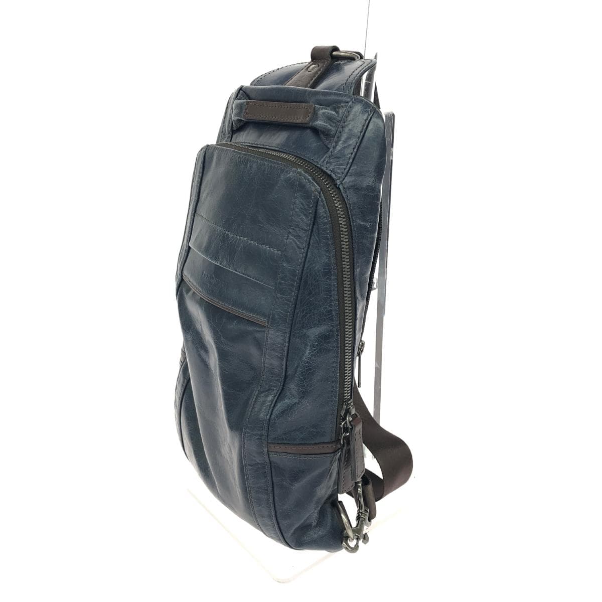 FUJITAKA Body Bag Leather Navy Men's 3