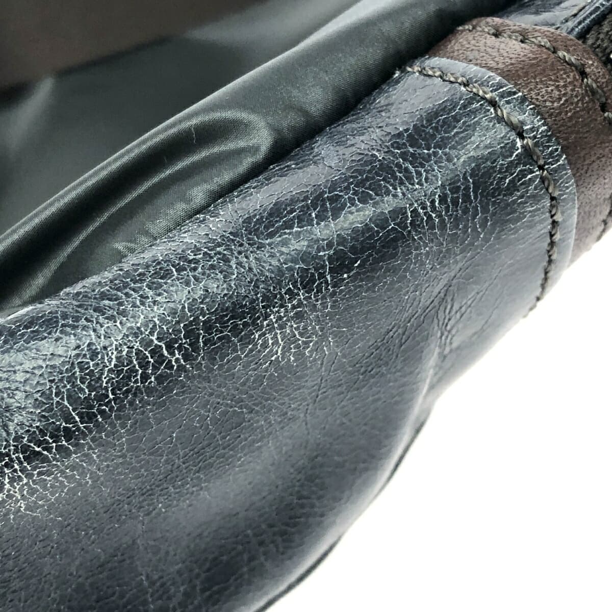 FUJITAKA Body Bag Leather Navy Men's 6