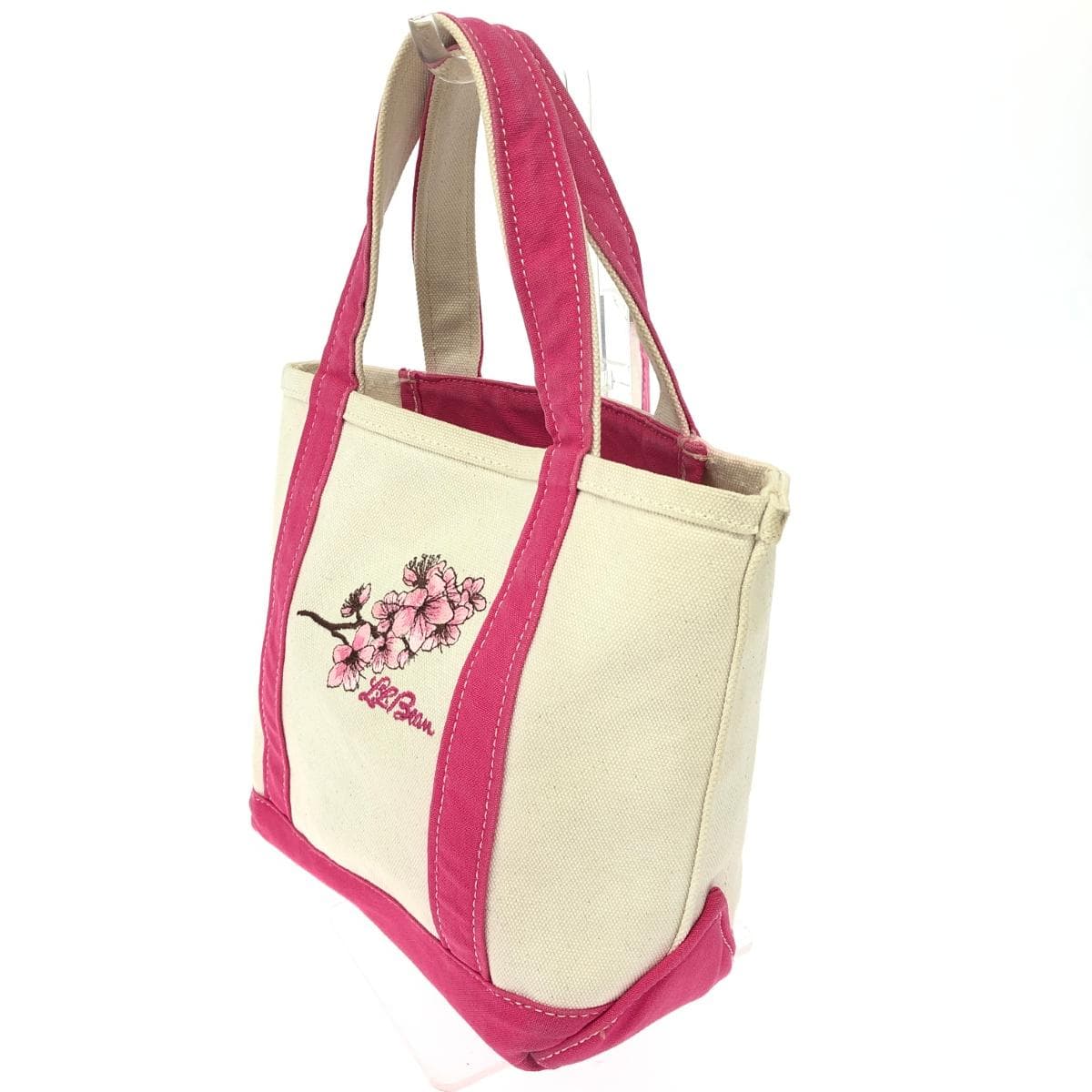 L.L.Bean Tote Bag Sakura Embroidery/Canvas Pink/Beige Women's 3