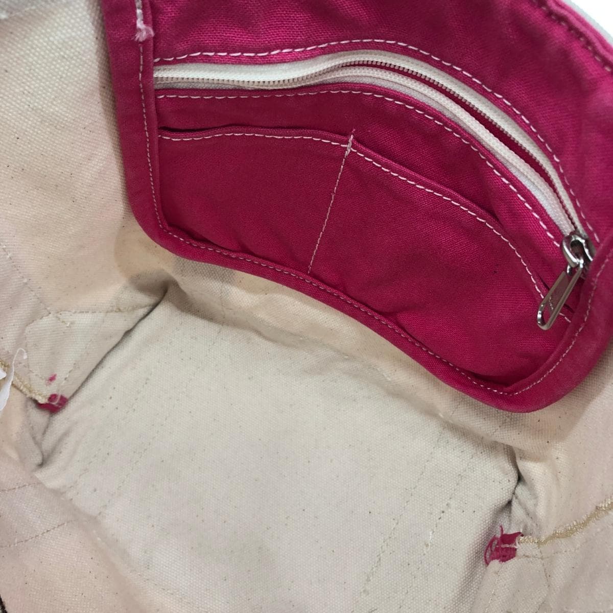 L.L.Bean Tote Bag Sakura Embroidery/Canvas Pink/Beige Women's 4