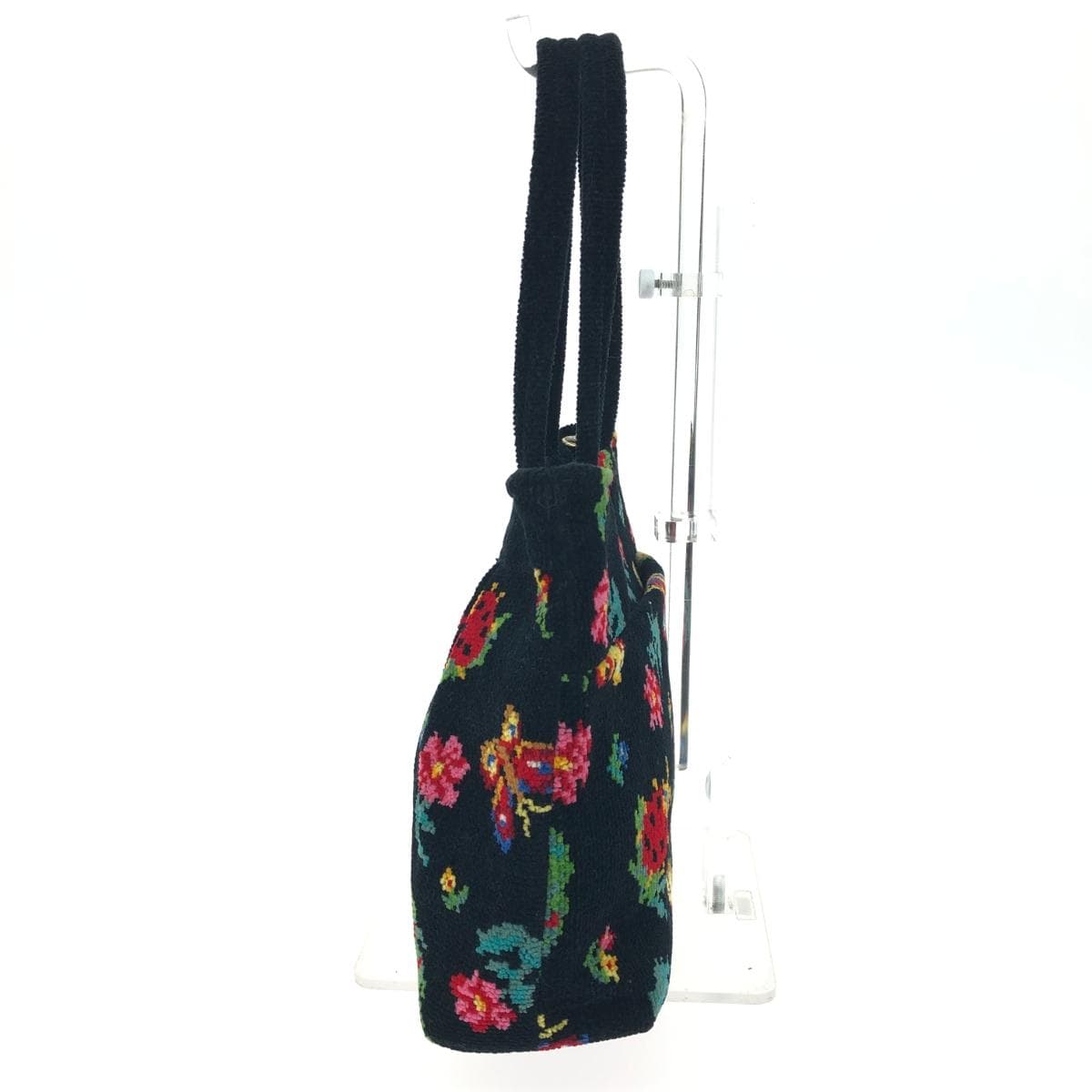 FEILER Tote Bag Good Condition Heidi/Chenille Weave Black Ladies 2