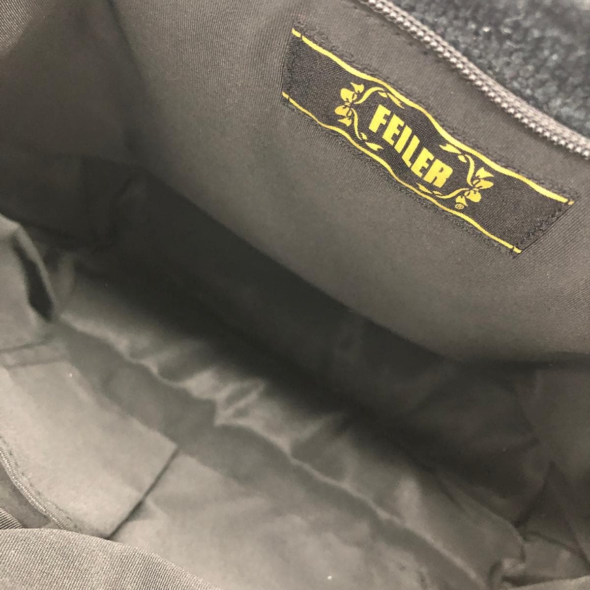 FEILER Tote Bag Good Condition Heidi/Chenille Weave Black Ladies 4