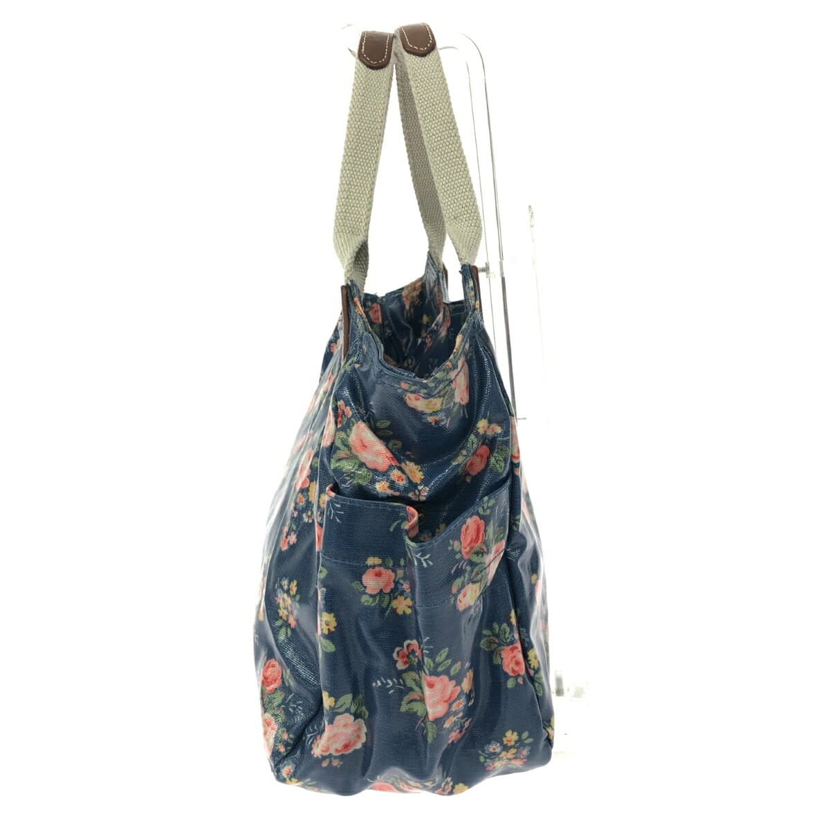 Cath Kidston Tote Bag Good Condition Floral Pattern/PVC Navy Women's 2