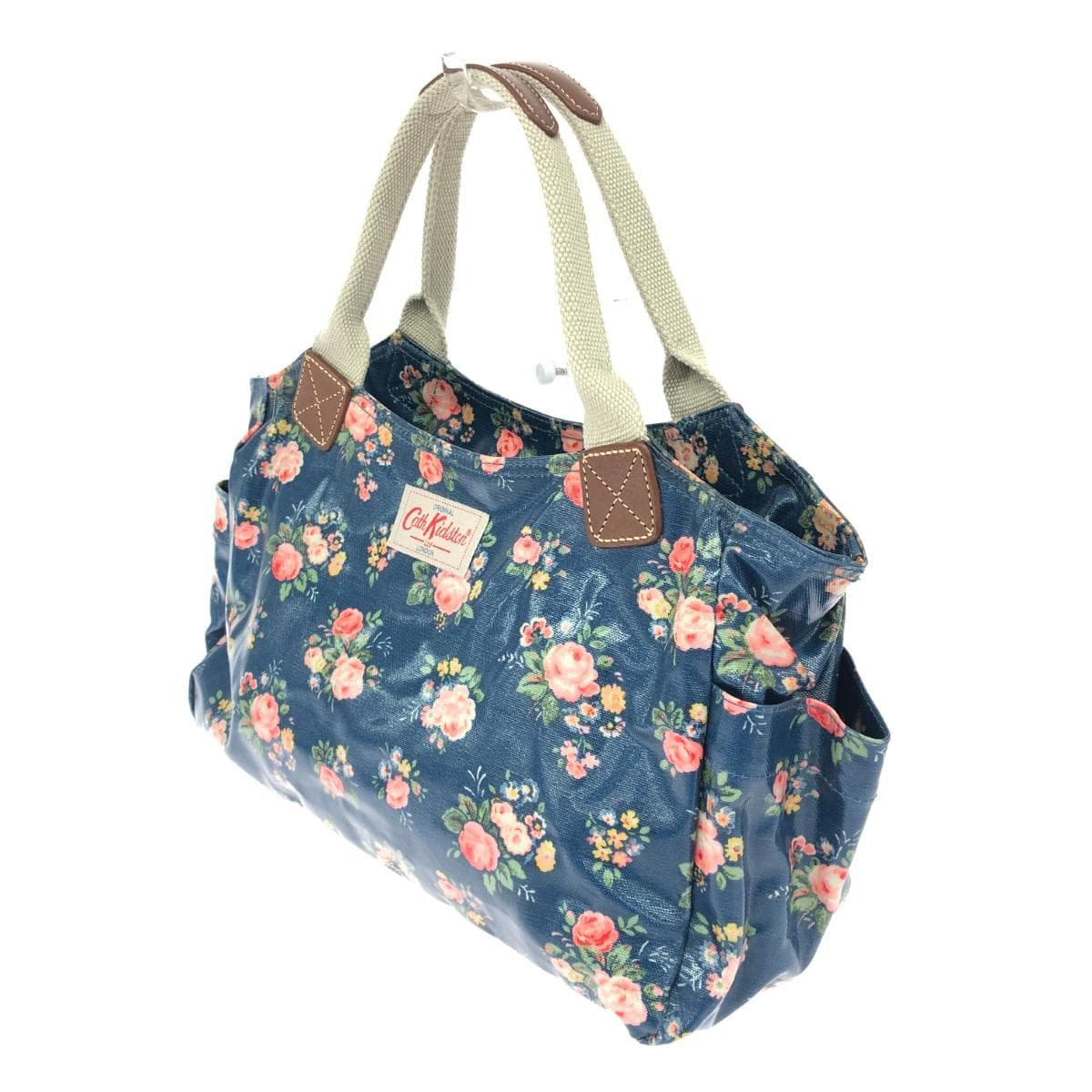 Cath Kidston Tote Bag Good Condition Floral Pattern/PVC Navy Women's 3
