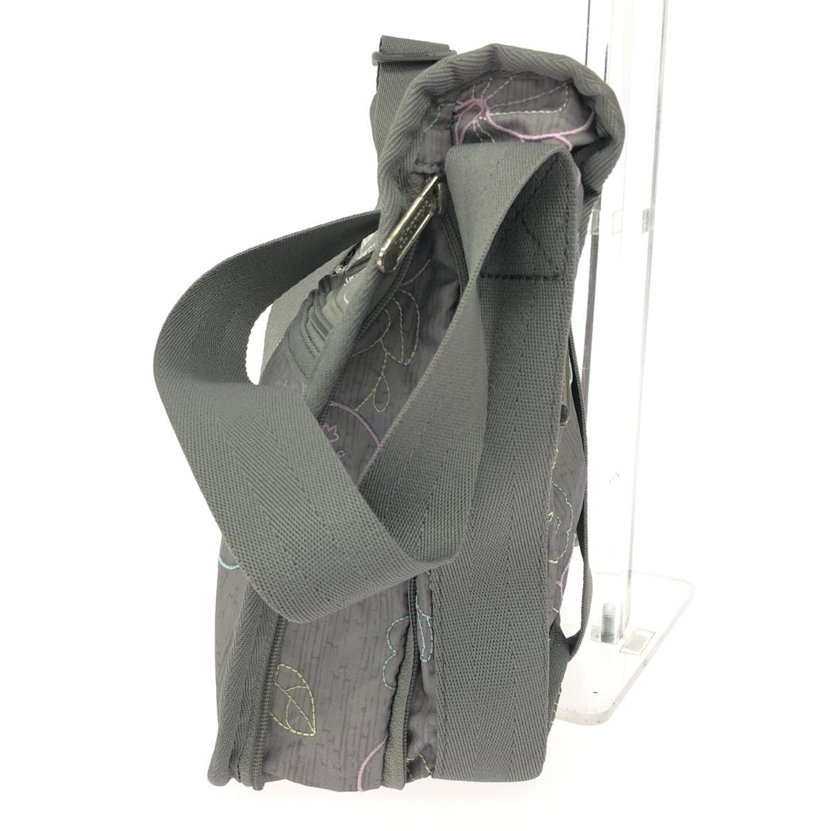 LeSportsac Shoulder Bag Floral Embroidery/Nylon Gray Ladies 2