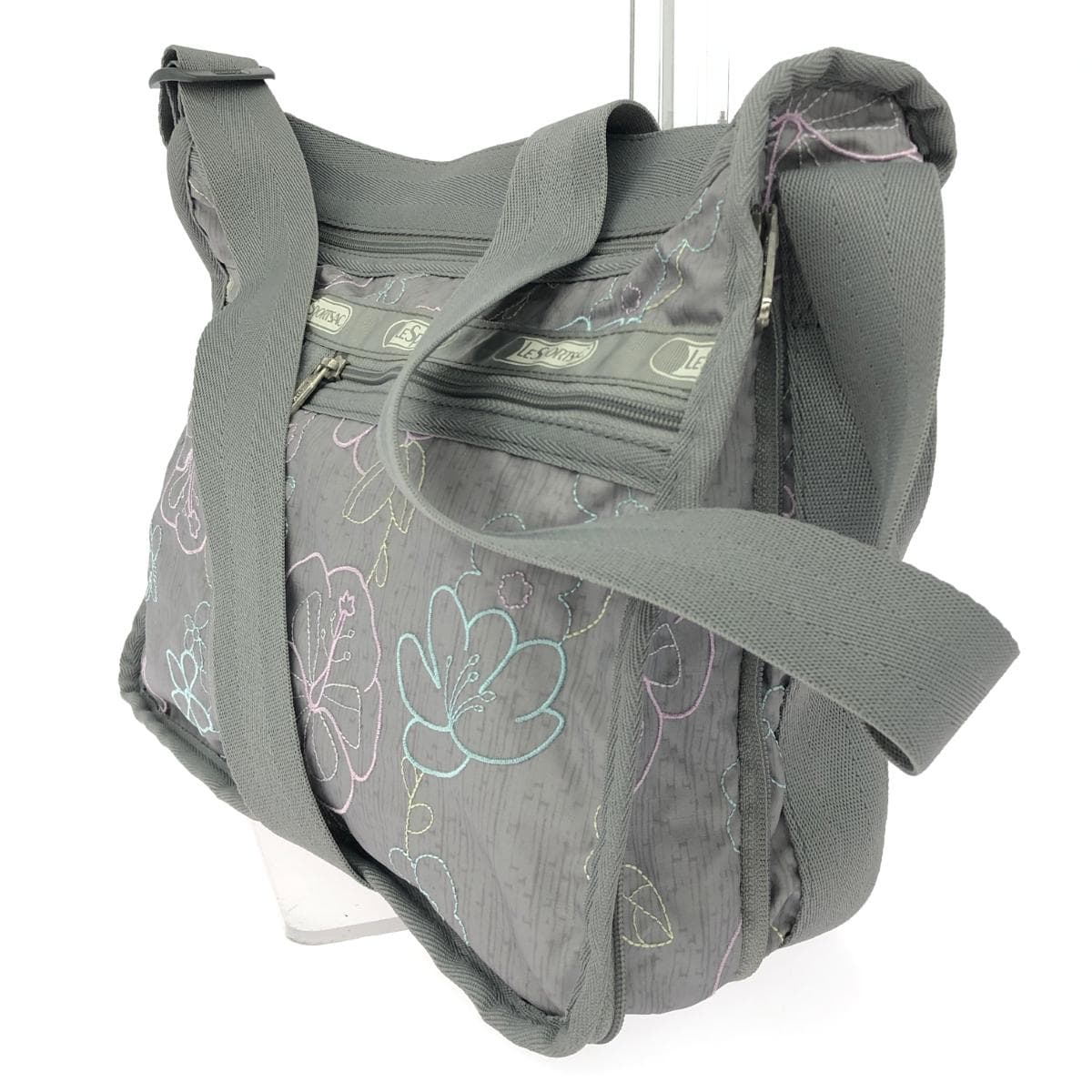 LeSportsac Shoulder Bag Floral Embroidery/Nylon Gray Ladies 3