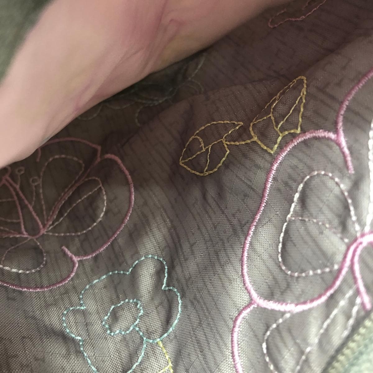 LeSportsac Shoulder Bag Floral Embroidery/Nylon Gray Ladies 6