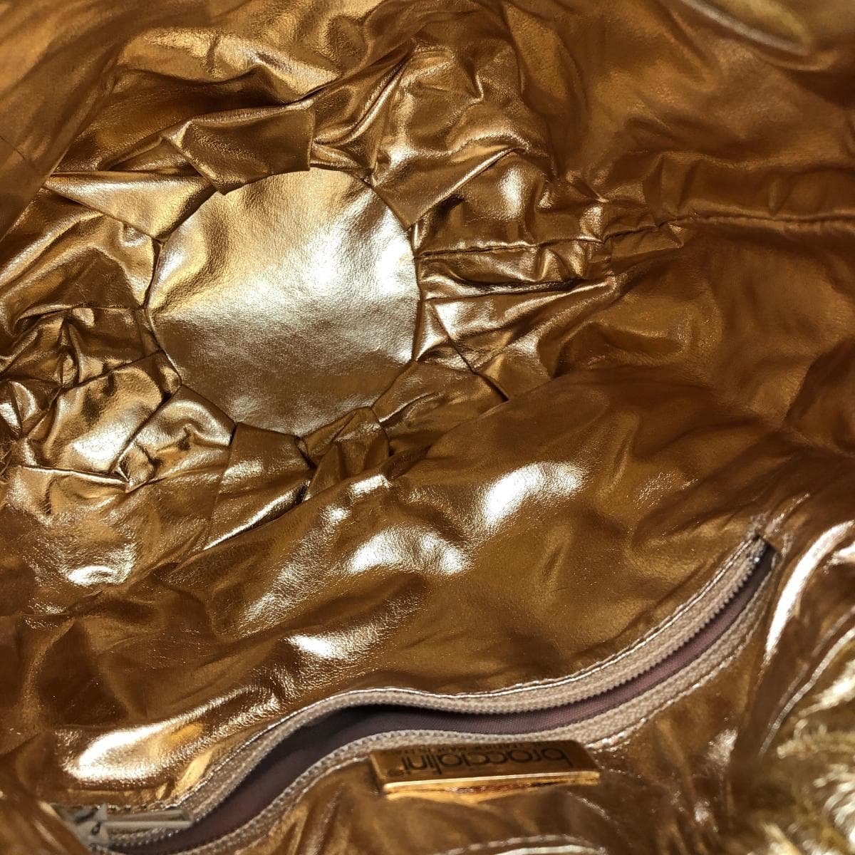 Braccialini drawstring shoulder bag - sequins/leather - gold color 4