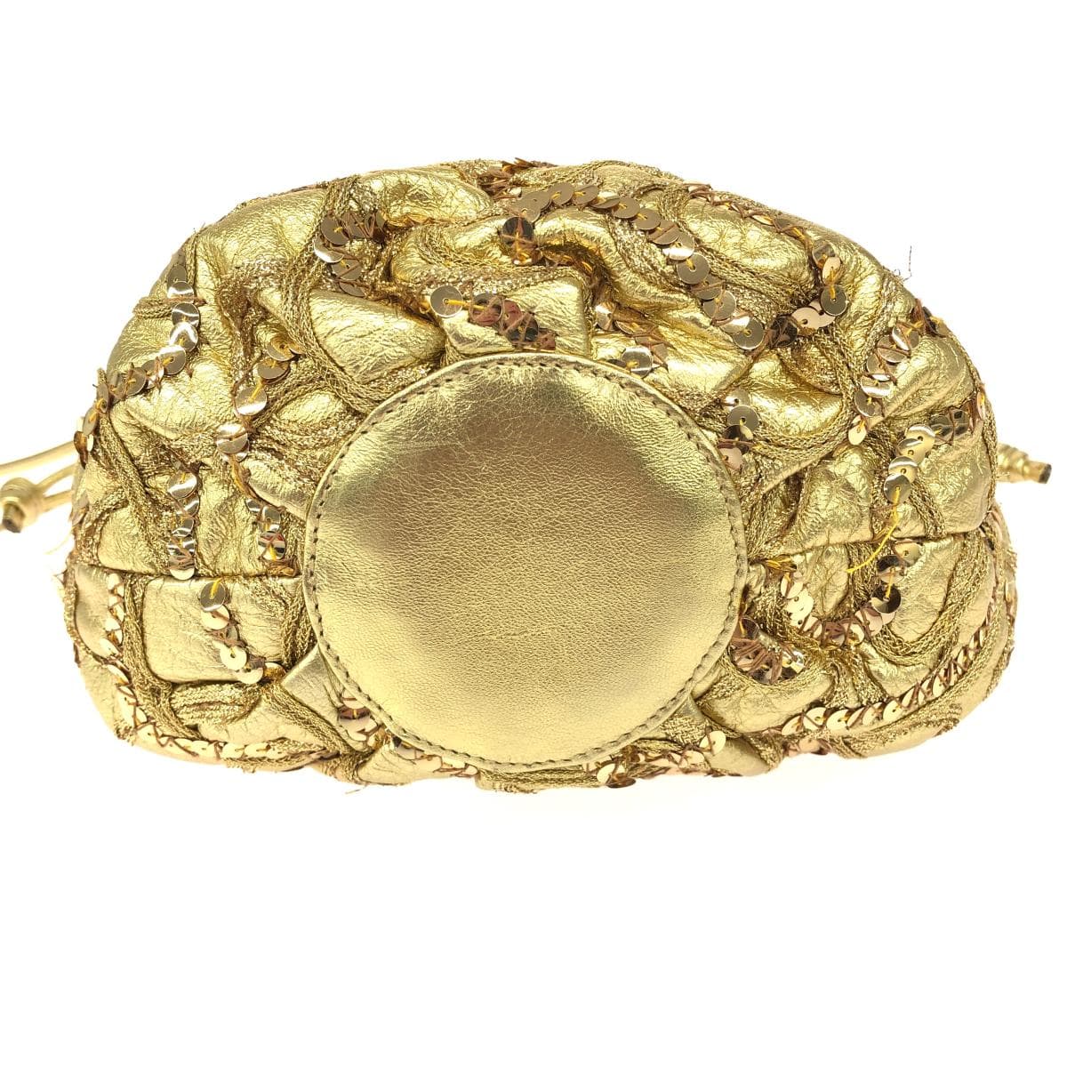 Braccialini drawstring shoulder bag - sequins/leather - gold color 5