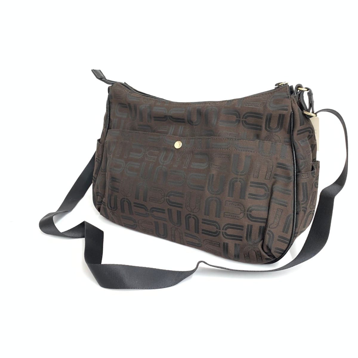 U by Ungaro shoulder bag, like new, all-over logo jacquard, brown, ladies 3