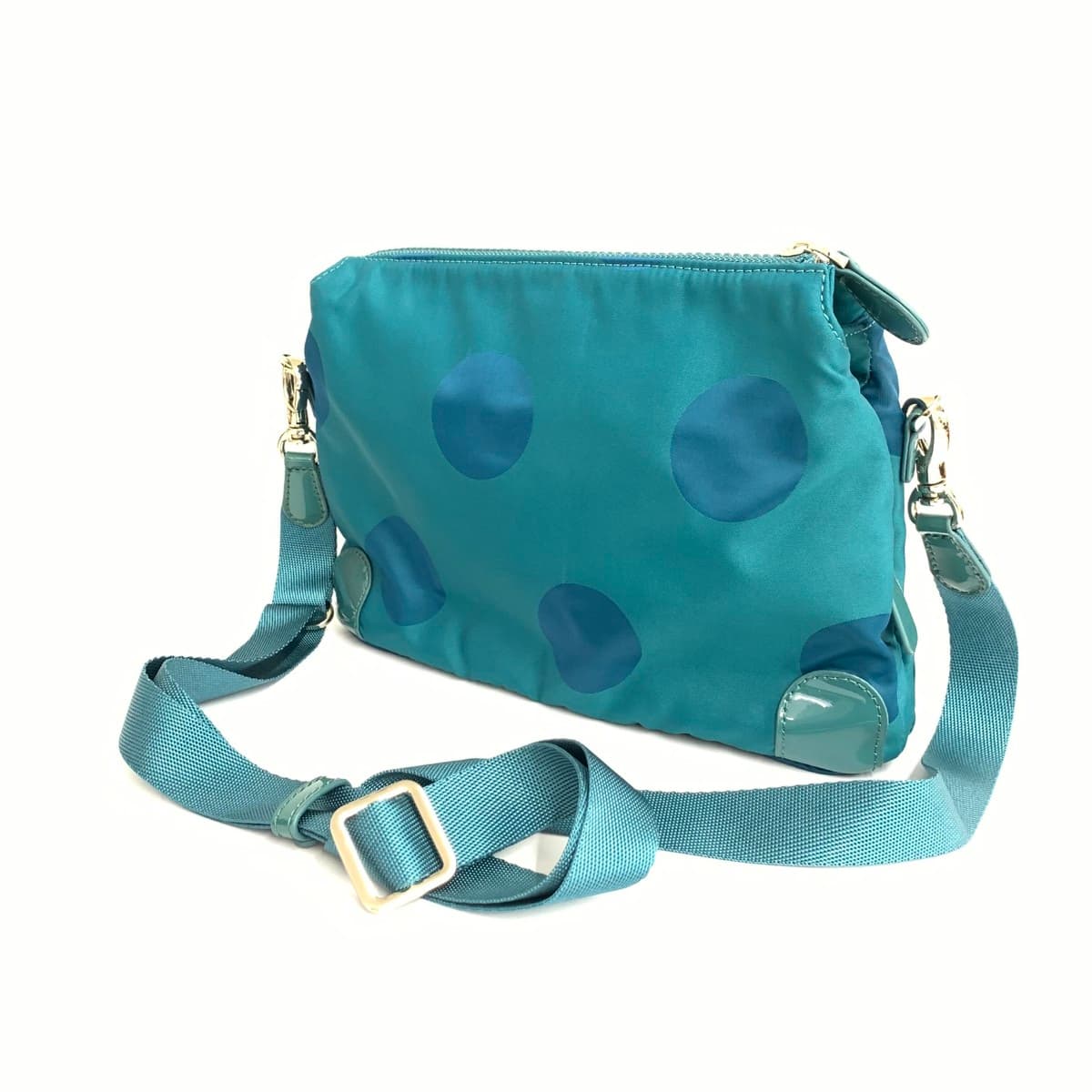 Y'saccs Izak Mini Shoulder Bag Dot Pattern Nylon Blue Women's 3