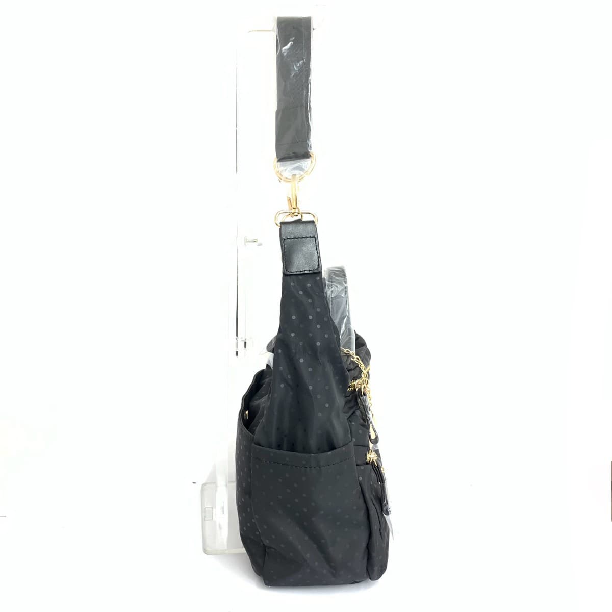 Sac Multiway Shoulder Bag Like New Dot Pattern Nylon Black Women's 2