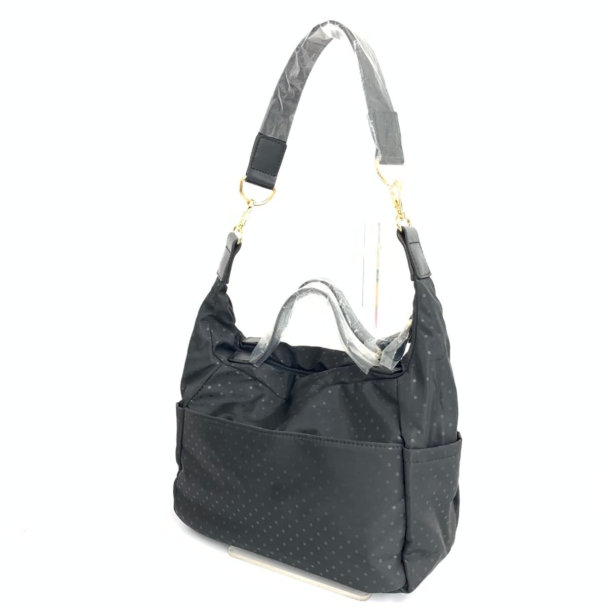 Sac Multiway Shoulder Bag Like New Dot Pattern Nylon Black Women's 3