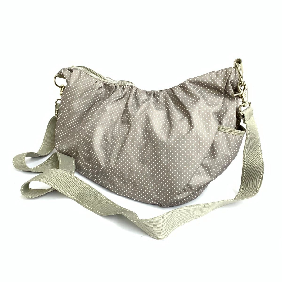 LeSportsac shoulder bag in good condition, dot pattern, nylon, gray, for women 3