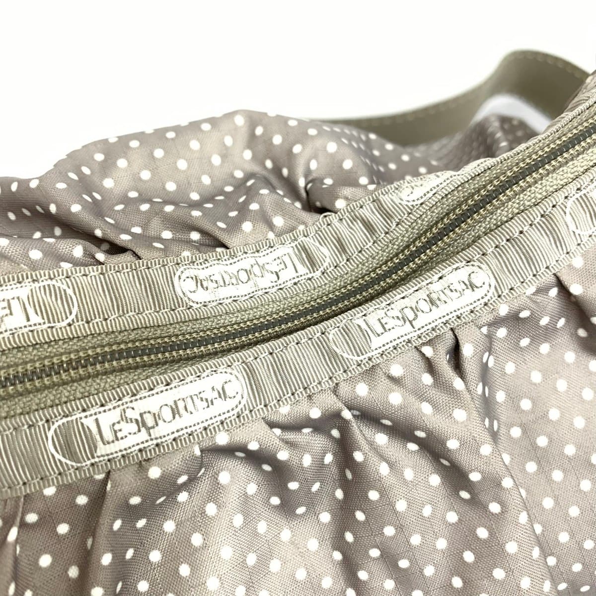 LeSportsac shoulder bag in good condition, dot pattern, nylon, gray, for women 5