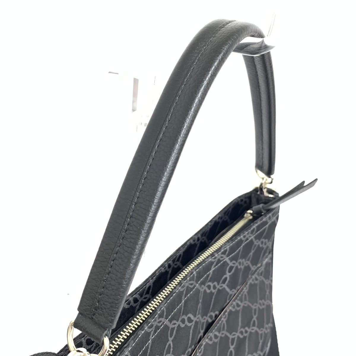 NINA RICCI 2WAY Shoulder Bag in Excellent Condition, Ribbon Pattern Jacquard, Black, Ladies 4