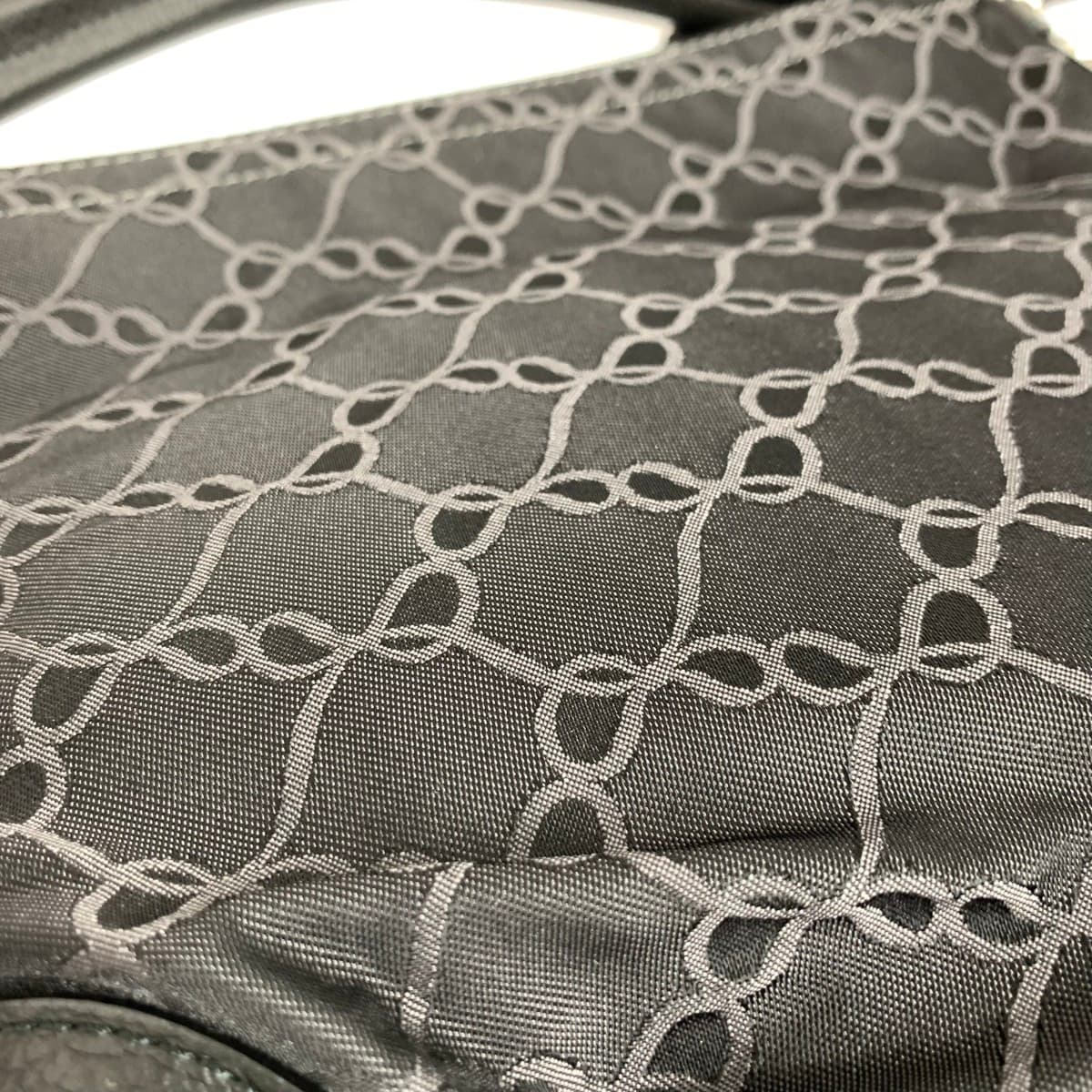 NINA RICCI 2WAY Shoulder Bag in Excellent Condition, Ribbon Pattern Jacquard, Black, Ladies 6