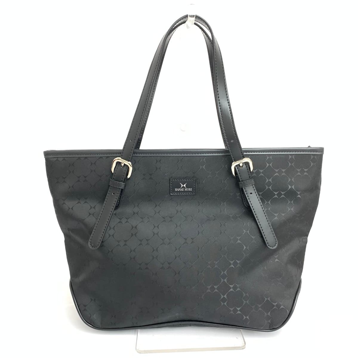 HANAE MORI Tote Bag Good Condition All-over Pattern Nylon Black Women's