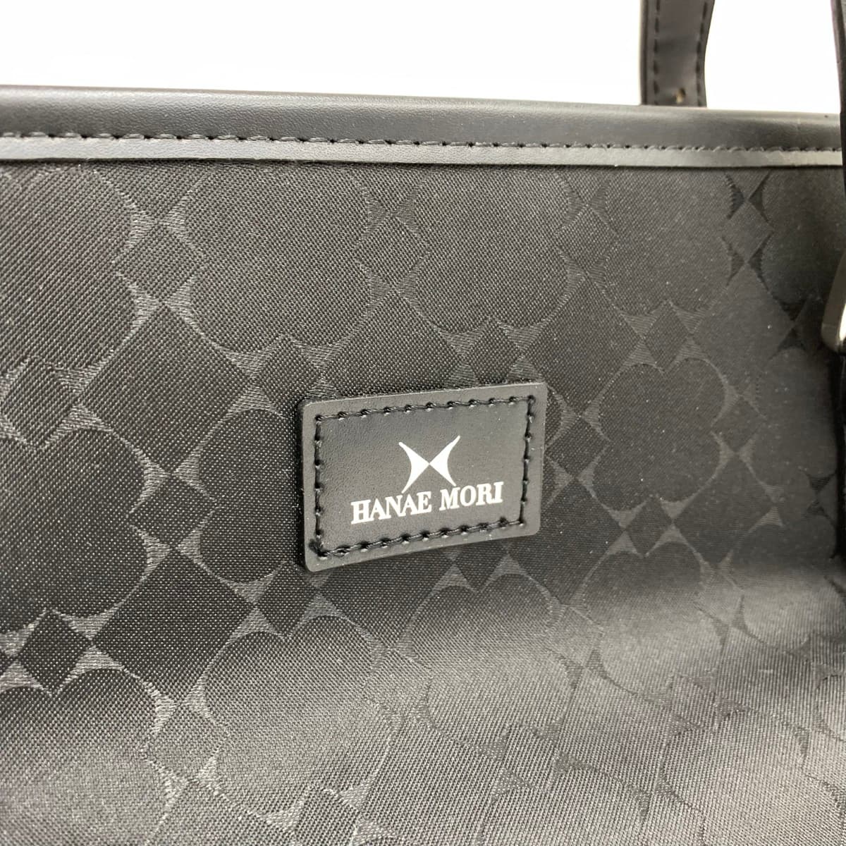 HANAE MORI Tote Bag Good Condition All-over Pattern Nylon Black Women's 6