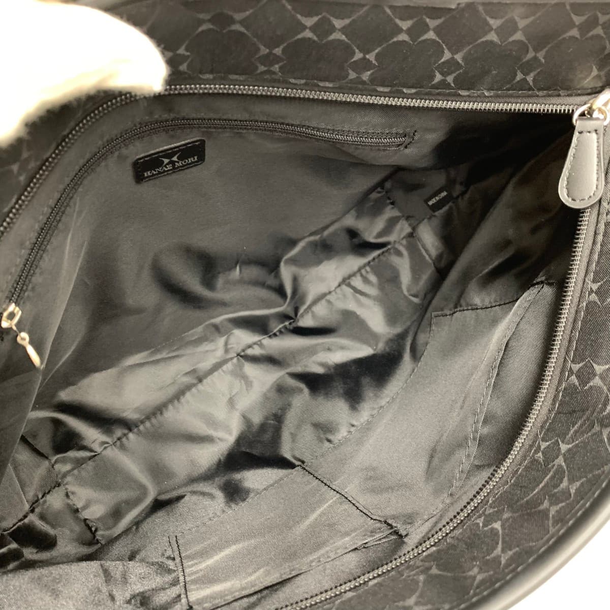 HANAE MORI Tote Bag Good Condition All-over Pattern Nylon Black Women's 7