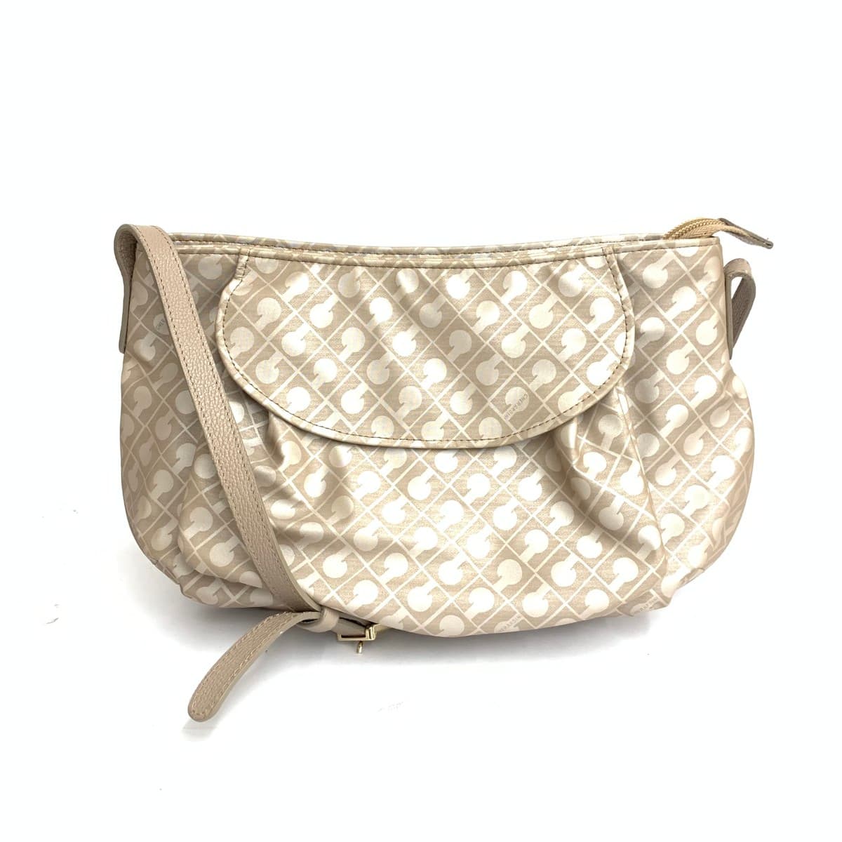 GHERARDINI Mini Shoulder Bag Good Condition Soft Nylon Beige Ladies