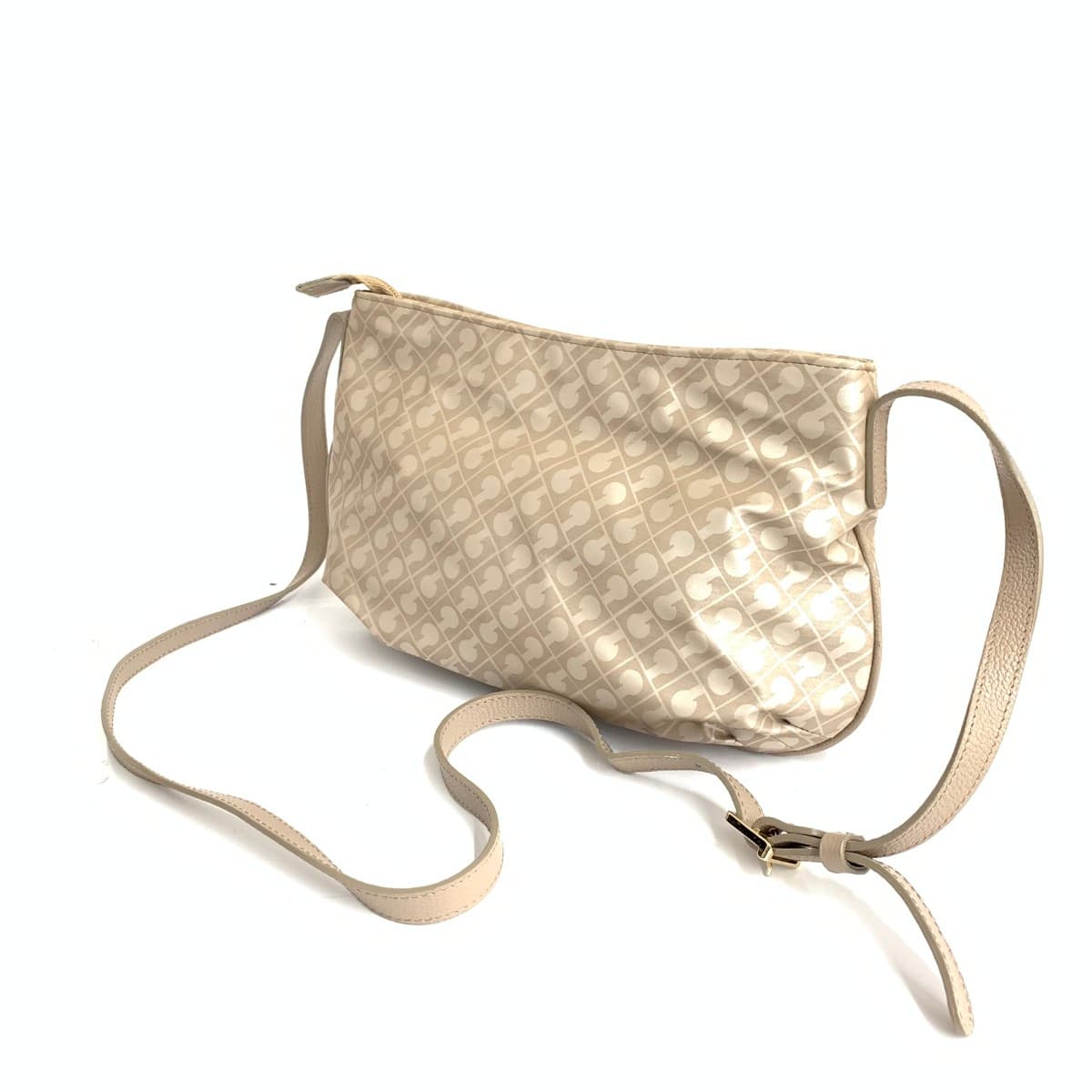 GHERARDINI Mini Shoulder Bag Good Condition Soft Nylon Beige Ladies 3