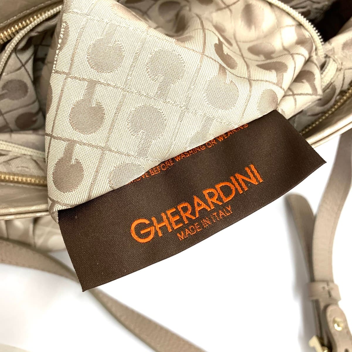 GHERARDINI Mini Shoulder Bag Good Condition Soft Nylon Beige Ladies 6