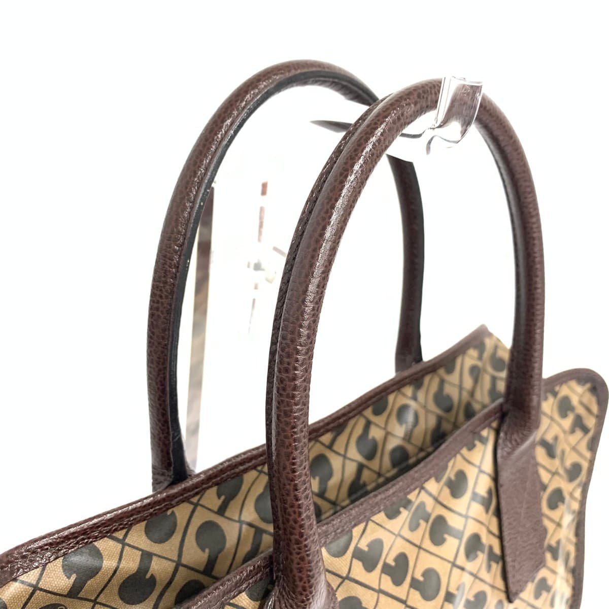 GHERARDINI Tote Bag Good Condition Soft Nylon Brown Ladies 4