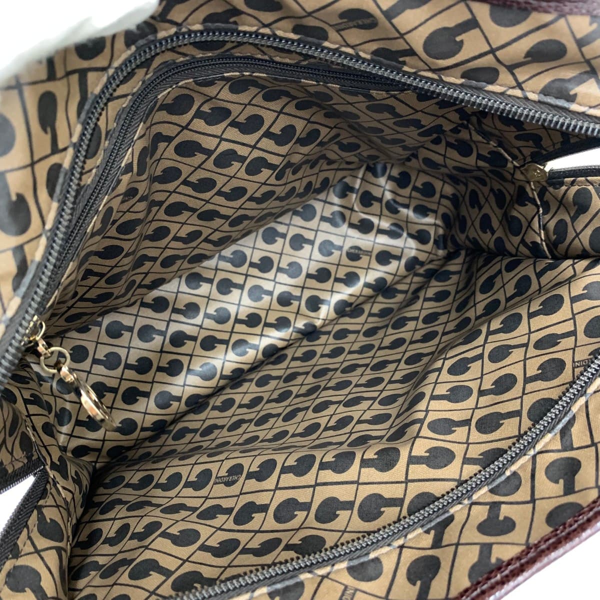 GHERARDINI Tote Bag Good Condition Soft Nylon Brown Ladies 6