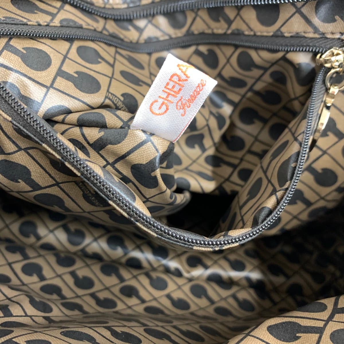 GHERARDINI Tote Bag Good Condition Soft Nylon Brown Ladies 7