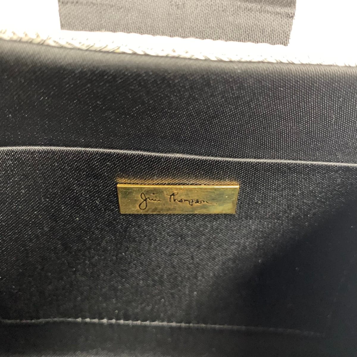 JIM THOMPSON Mini Shoulder Bag Good Condition All-over Pattern Silk Silver Color Women's 5