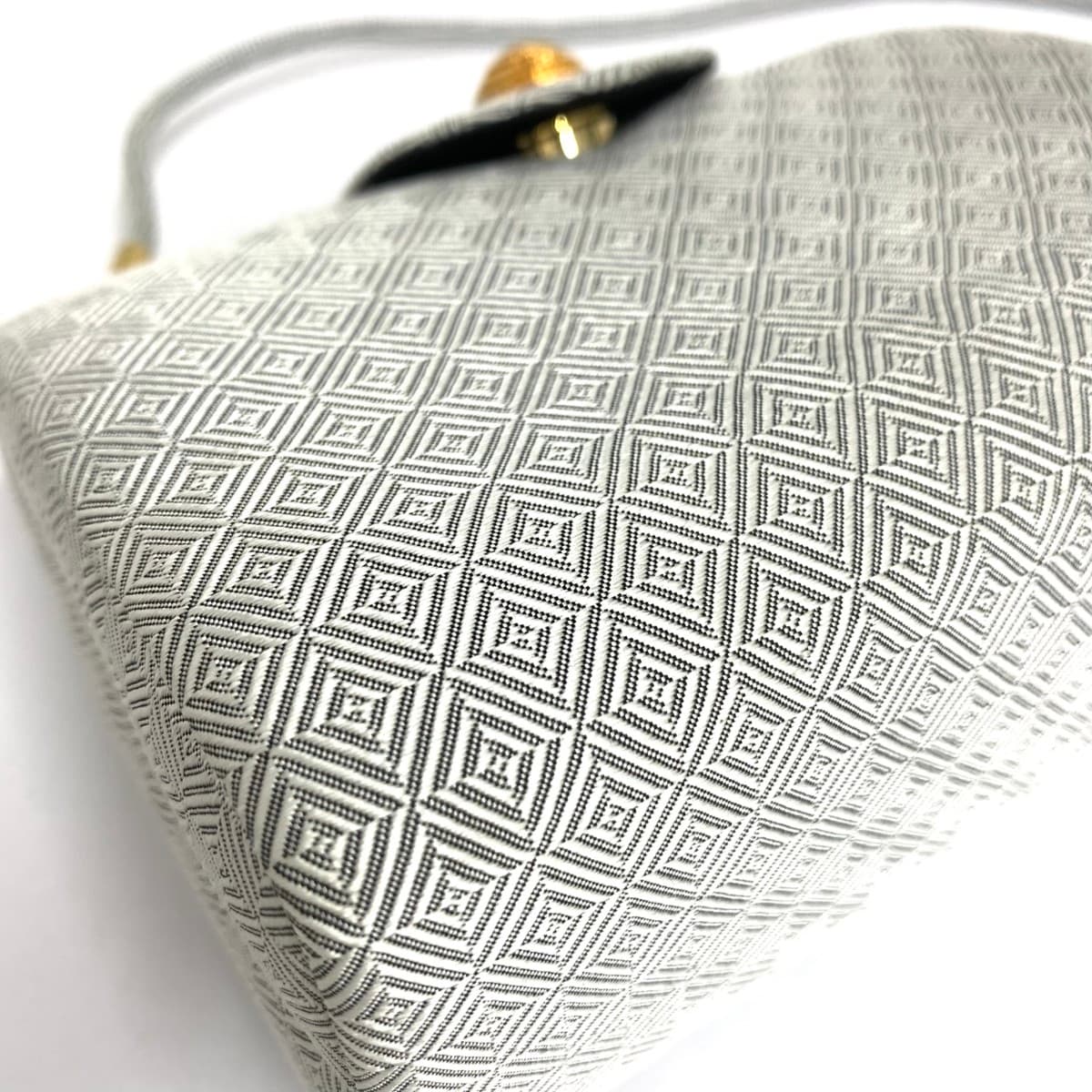 JIM THOMPSON Mini Shoulder Bag Good Condition All-over Pattern Silk Silver Color Women's 7