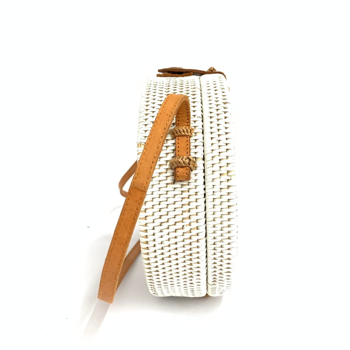 No-brand basket bag in good condition, round rattan leather, white, for ladies 2