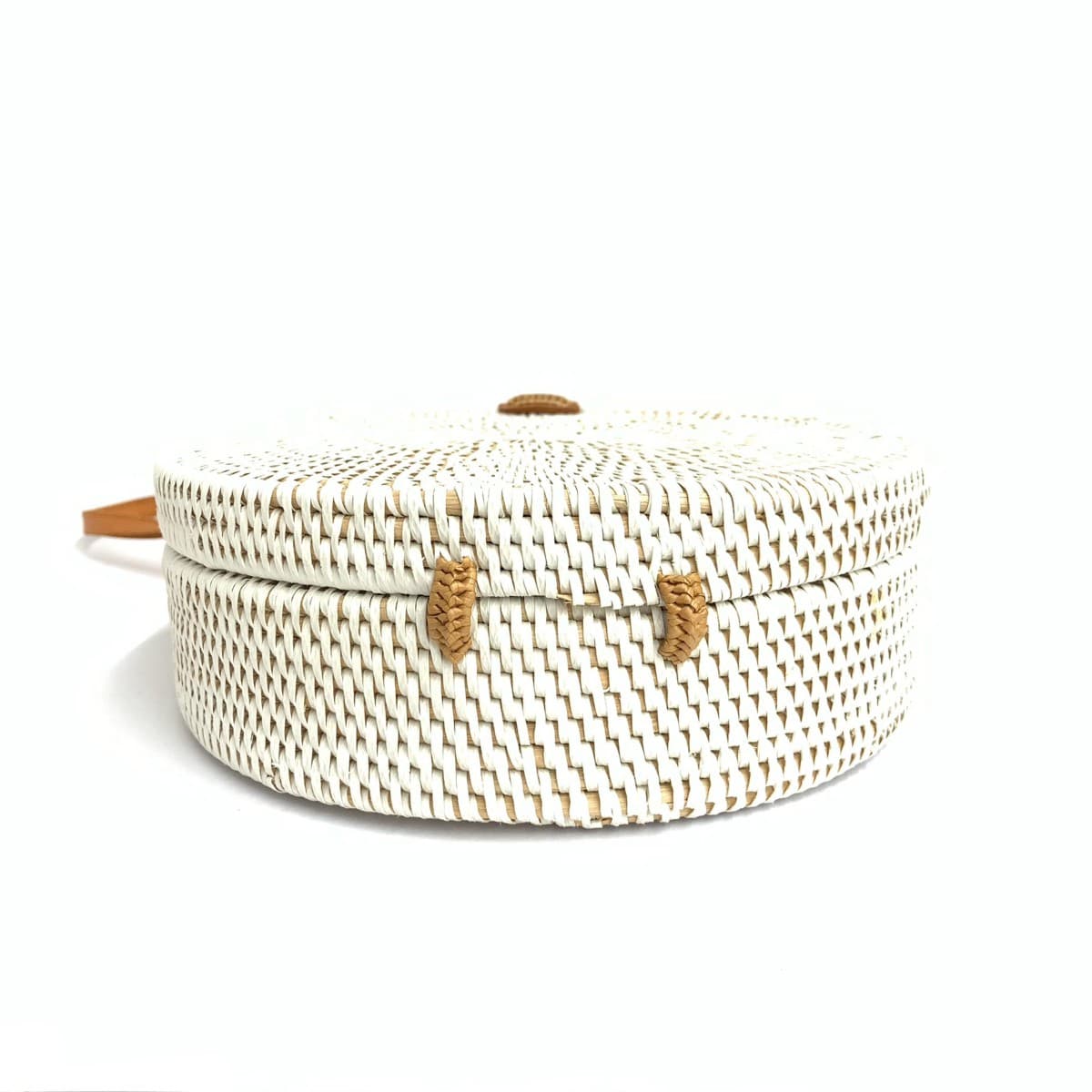 No-brand basket bag in good condition, round rattan leather, white, for ladies 4