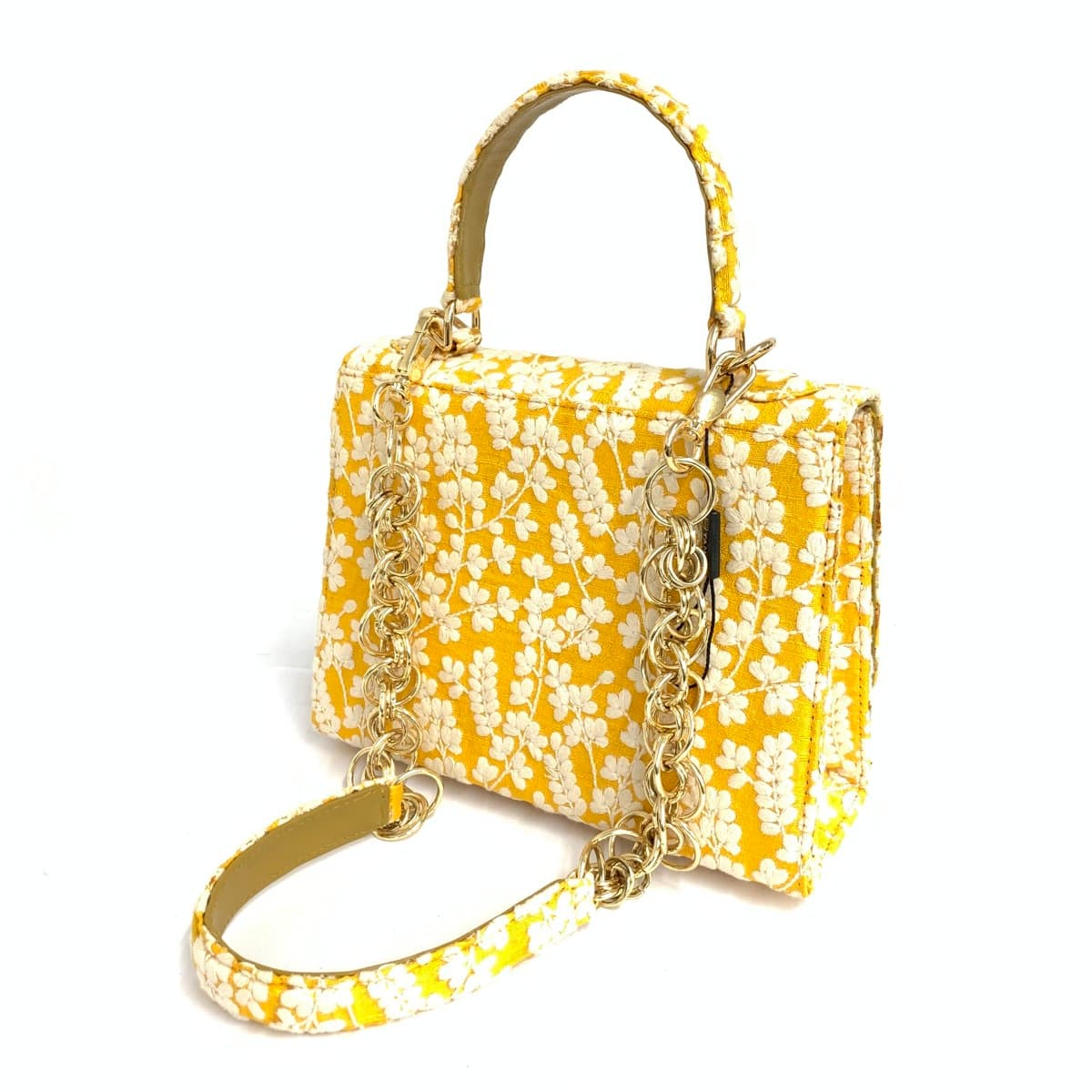 TANGO 2WAY Handbag Unused Item Chain Flower Embroidery Jacquard Yellow Ladies 3