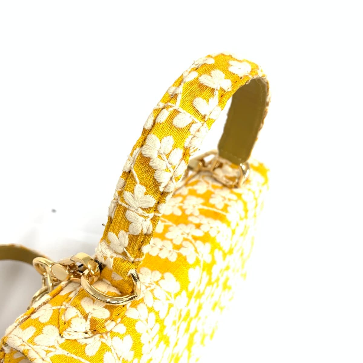 TANGO 2WAY Handbag Unused Item Chain Flower Embroidery Jacquard Yellow Ladies 4