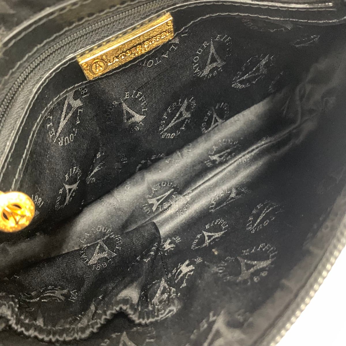 LA TOUR EIFFEL Shoulder Bag Total Logo PVC Black Ladies 6