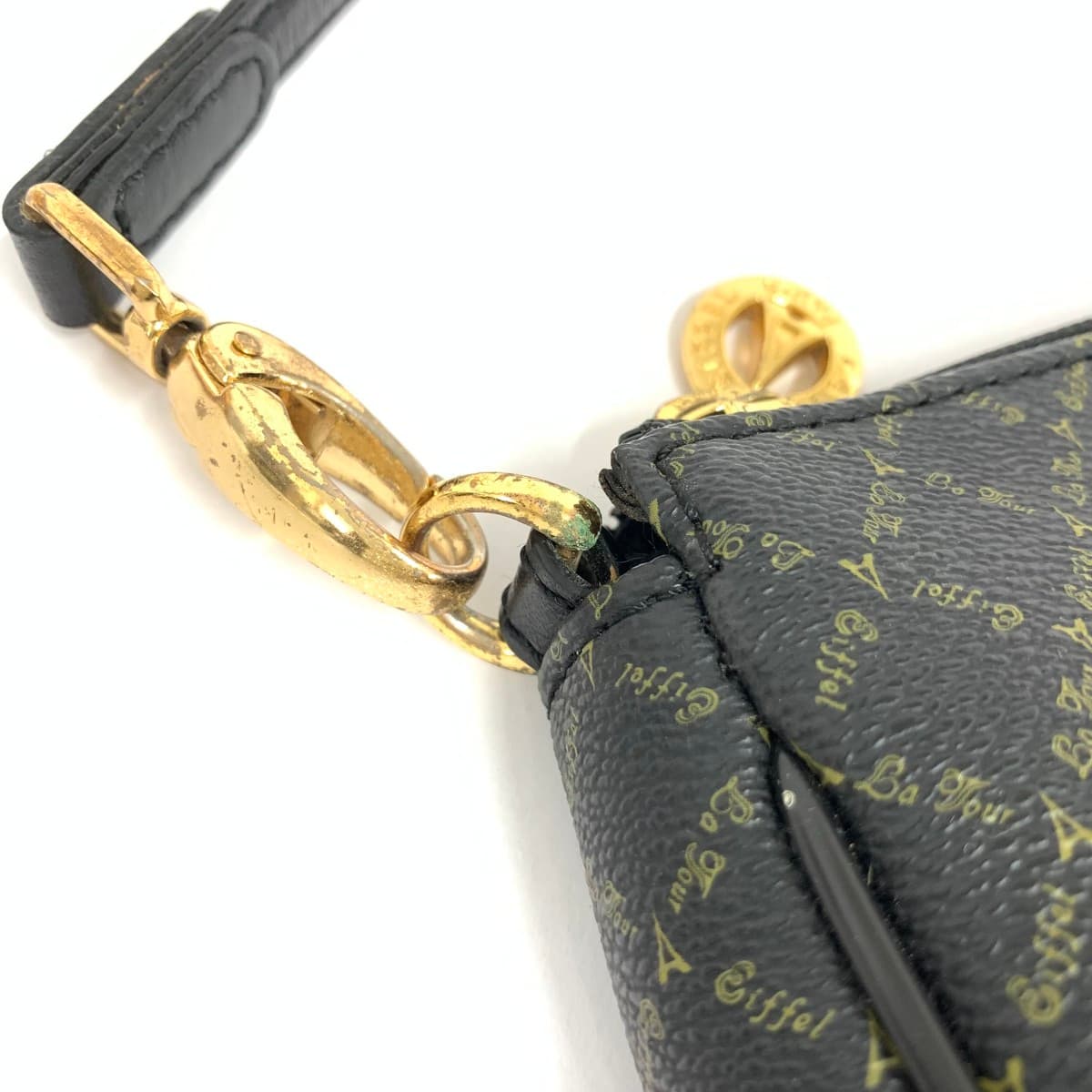 LA TOUR EIFFEL Shoulder Bag Total Logo PVC Black Ladies 8