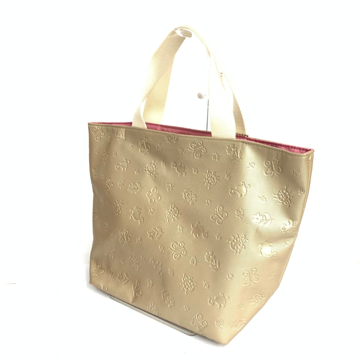 FEILER Tote Bag in Excellent Condition, Embossed Processing, Heidi PVC, Gold Color, Ladies 3