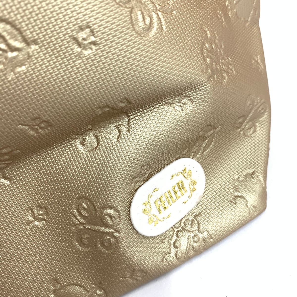 FEILER Tote Bag in Excellent Condition, Embossed Processing, Heidi PVC, Gold Color, Ladies 6