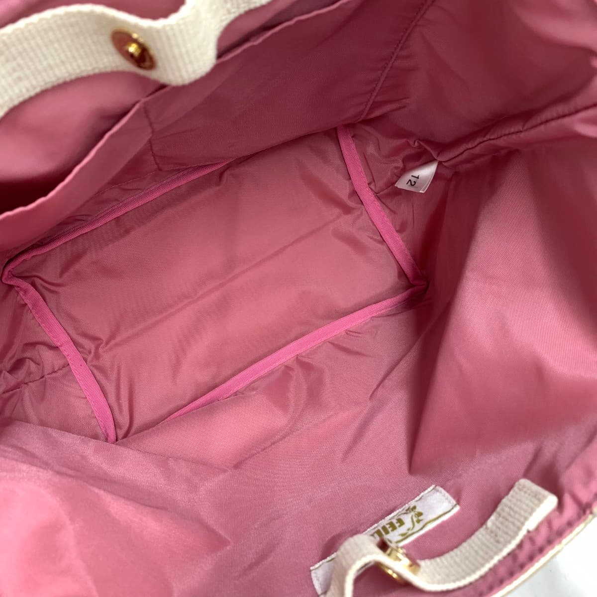 FEILER Tote Bag in Excellent Condition, Embossed Processing, Heidi PVC, Gold Color, Ladies 7