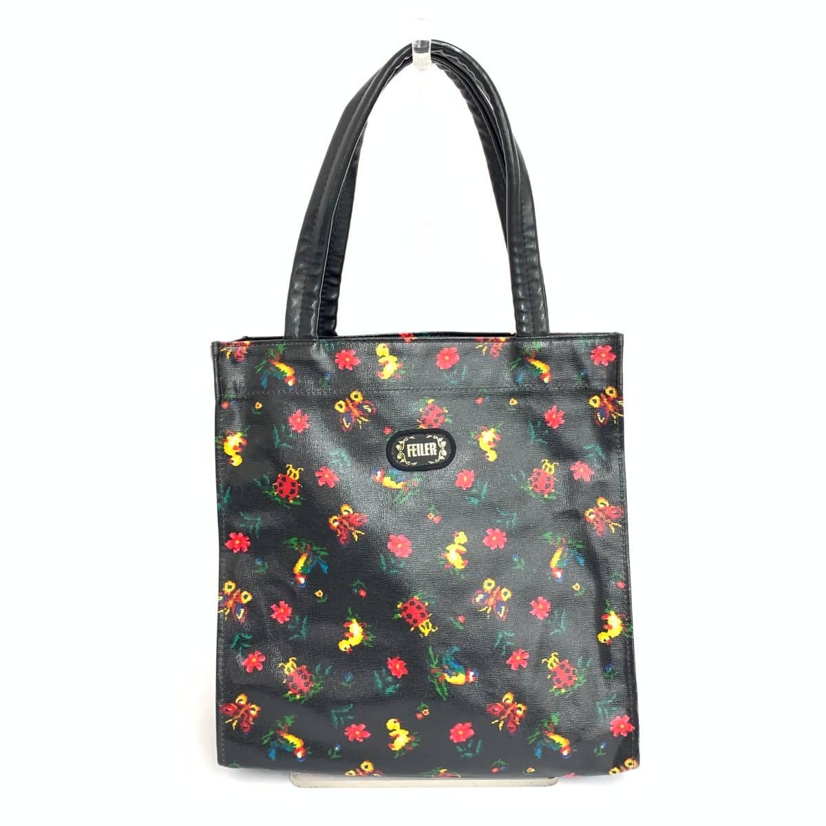 FEILER Mini Tote Bag Good Condition Heidi PVC Black Ladies