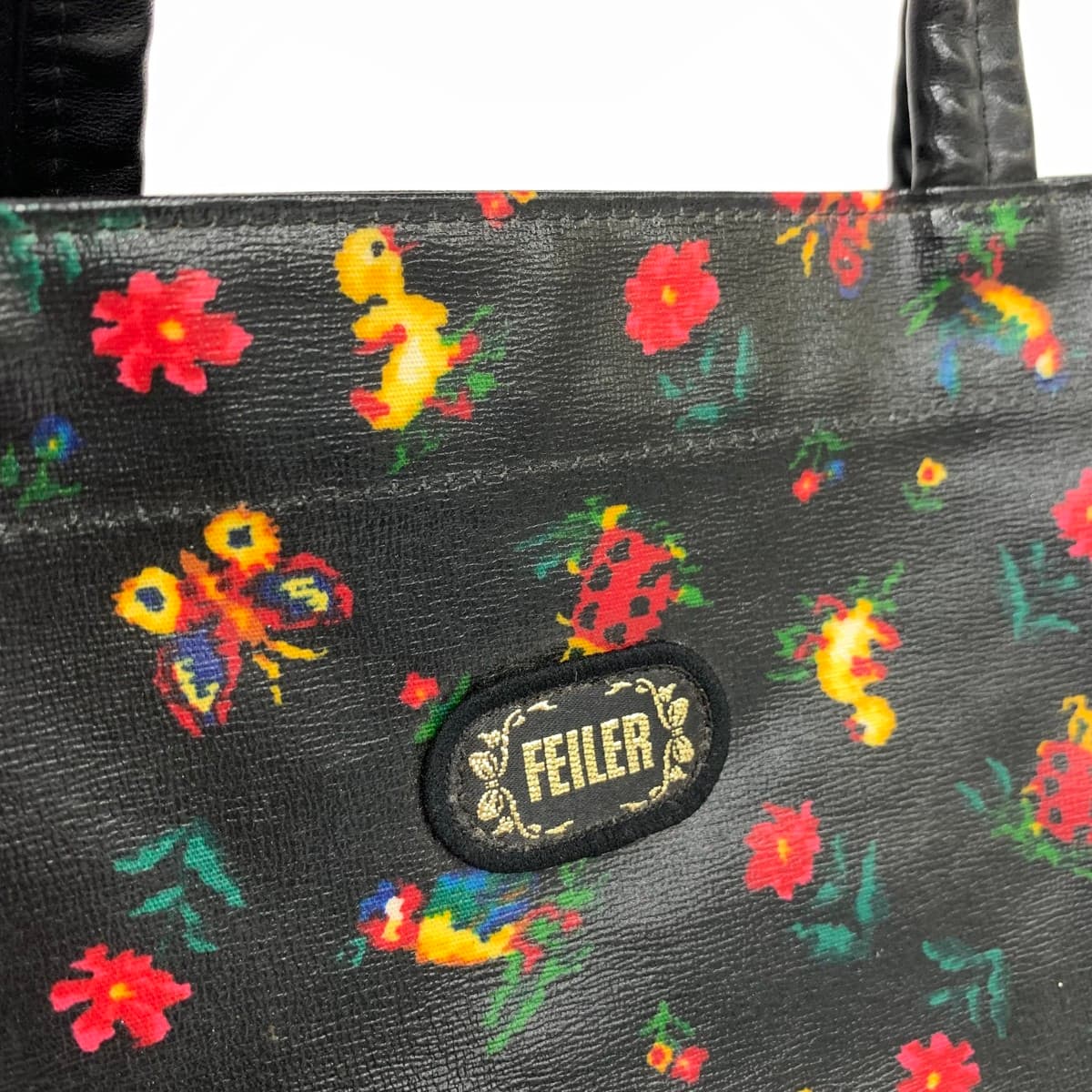 FEILER Mini Tote Bag Good Condition Heidi PVC Black Ladies 6