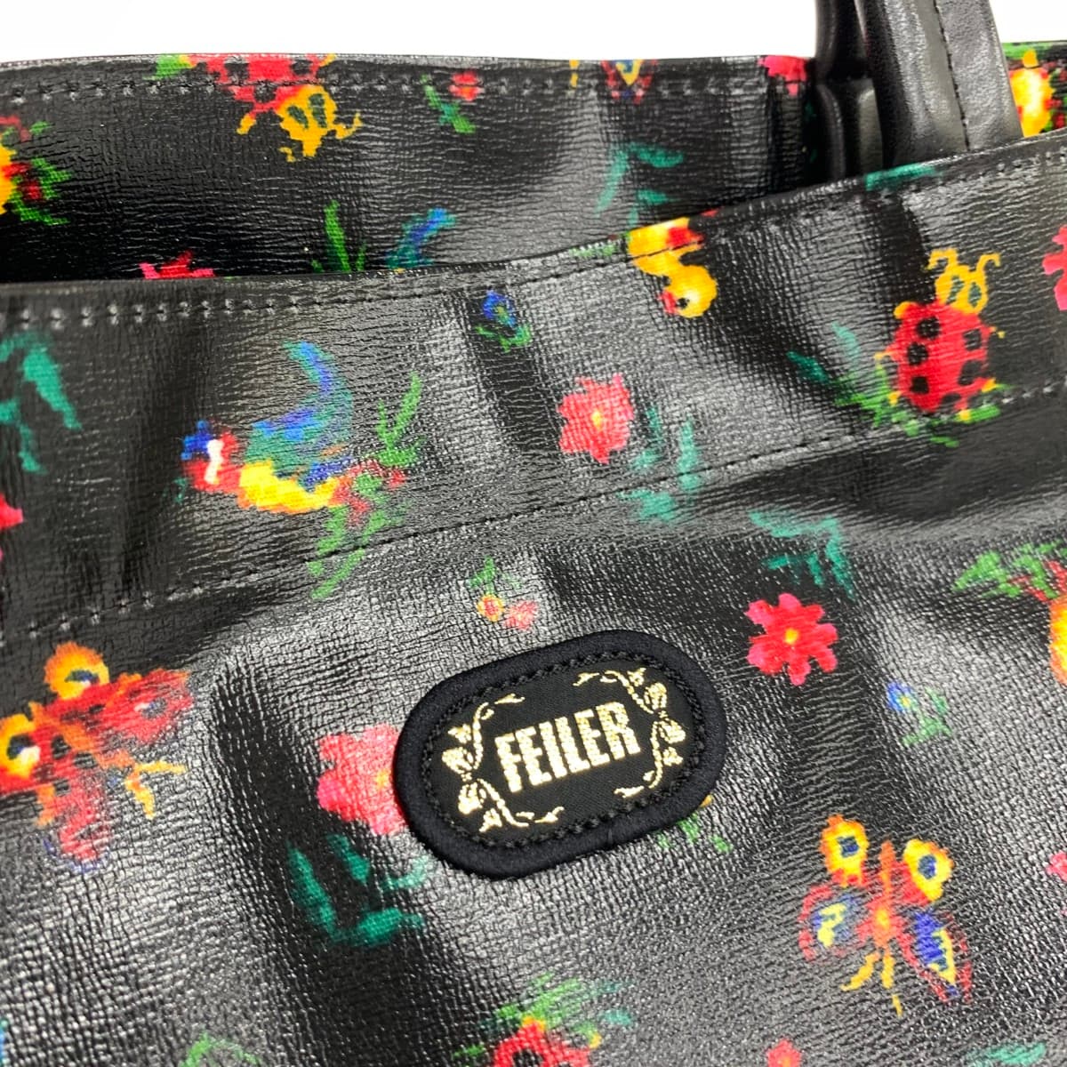 FEILER Mini Tote Bag Good Condition Heidi PVC Black Ladies 6