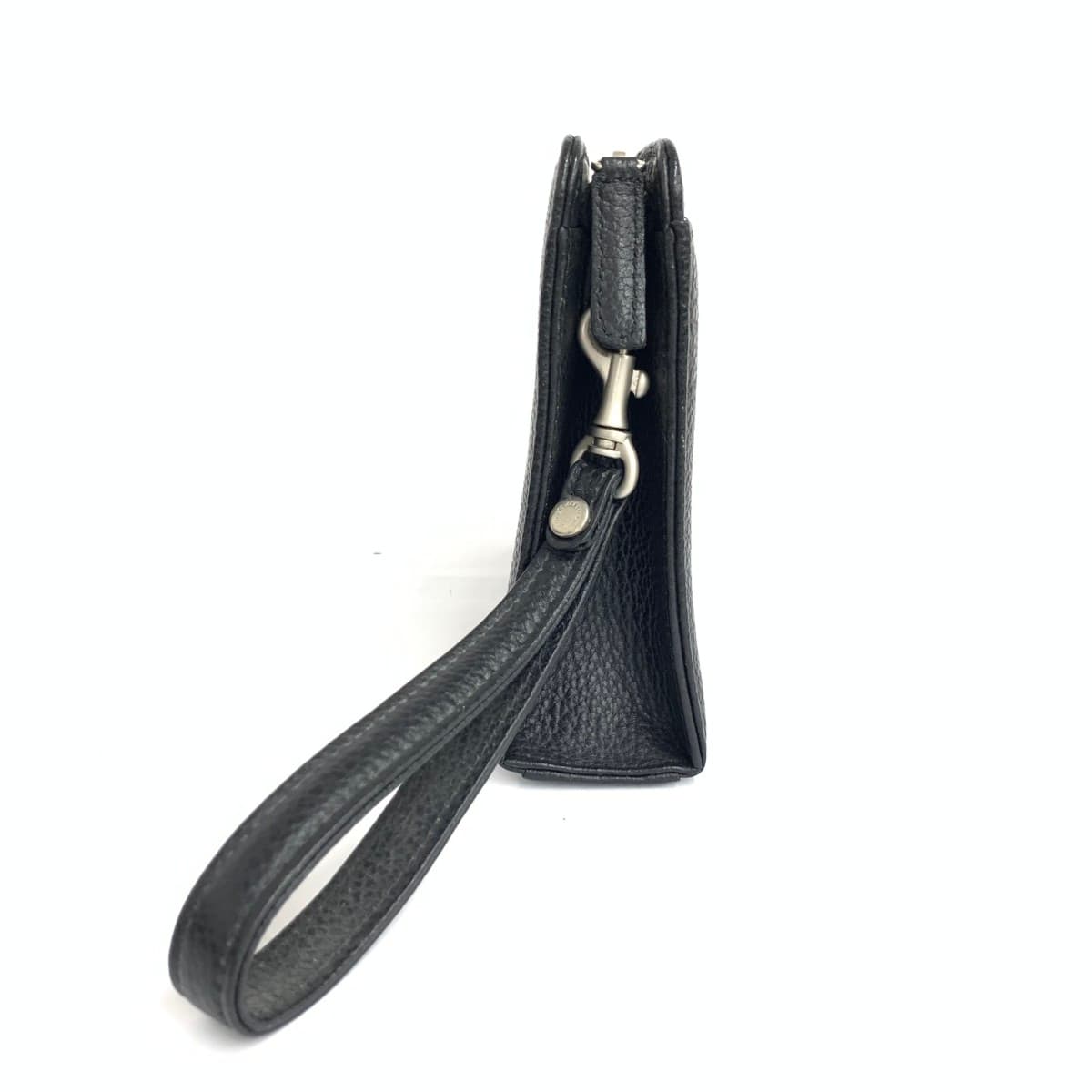 DAKS LONDON Second Bag Good Condition Logo Embossed Leather Black Men's 2