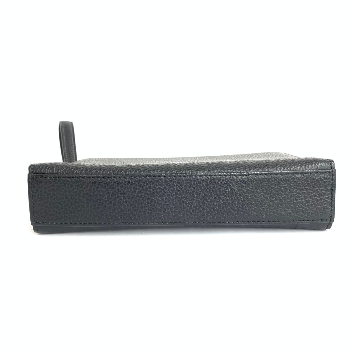 DAKS LONDON Second Bag Good Condition Logo Embossed Leather Black Men's 4