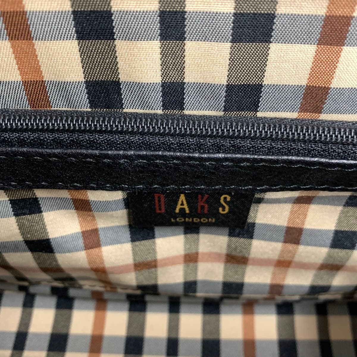 DAKS LONDON Second Bag Good Condition Logo Embossed Leather Black Men's 6