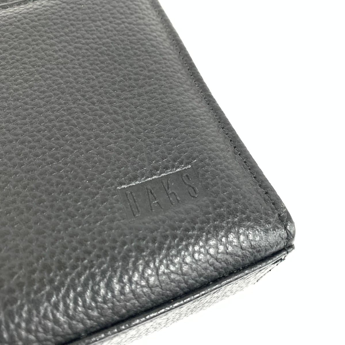 DAKS LONDON Second Bag Good Condition Logo Embossed Leather Black Men's 7