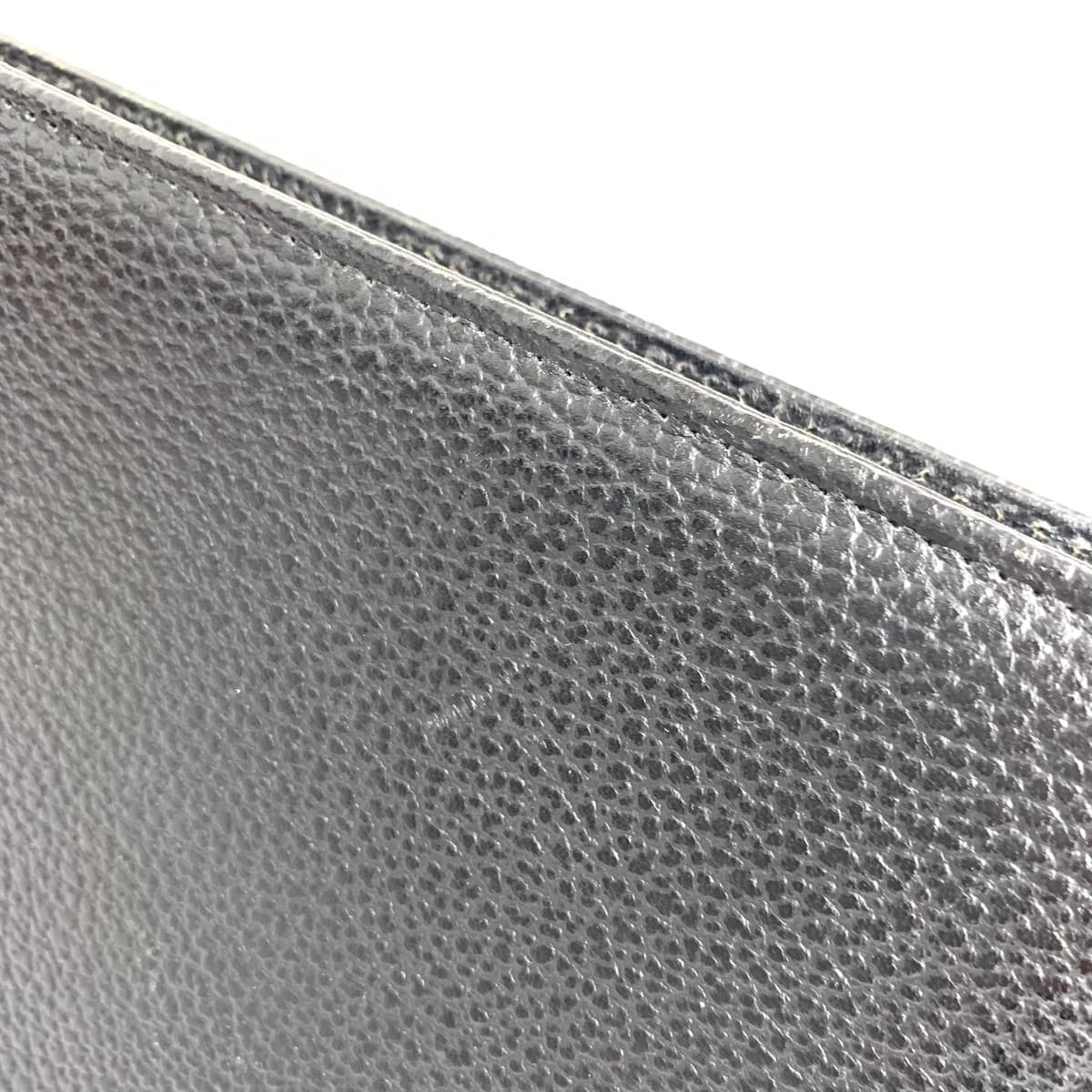 DAKS LONDON Second Bag Good Condition Logo Embossed Leather Black Men's 8