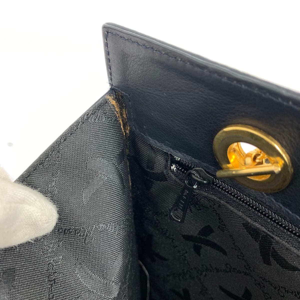 Paloma Picaso Tote Bag Kiss Logo Chain Leather Navy Women's 10